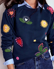 Rosa Embroidered Sweatshirt-Navy, Multi Embroidery / Boden