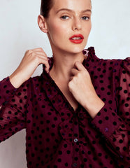 Sasha Devore Velvet Top-Deep Wisteria Spot / Boden Sale