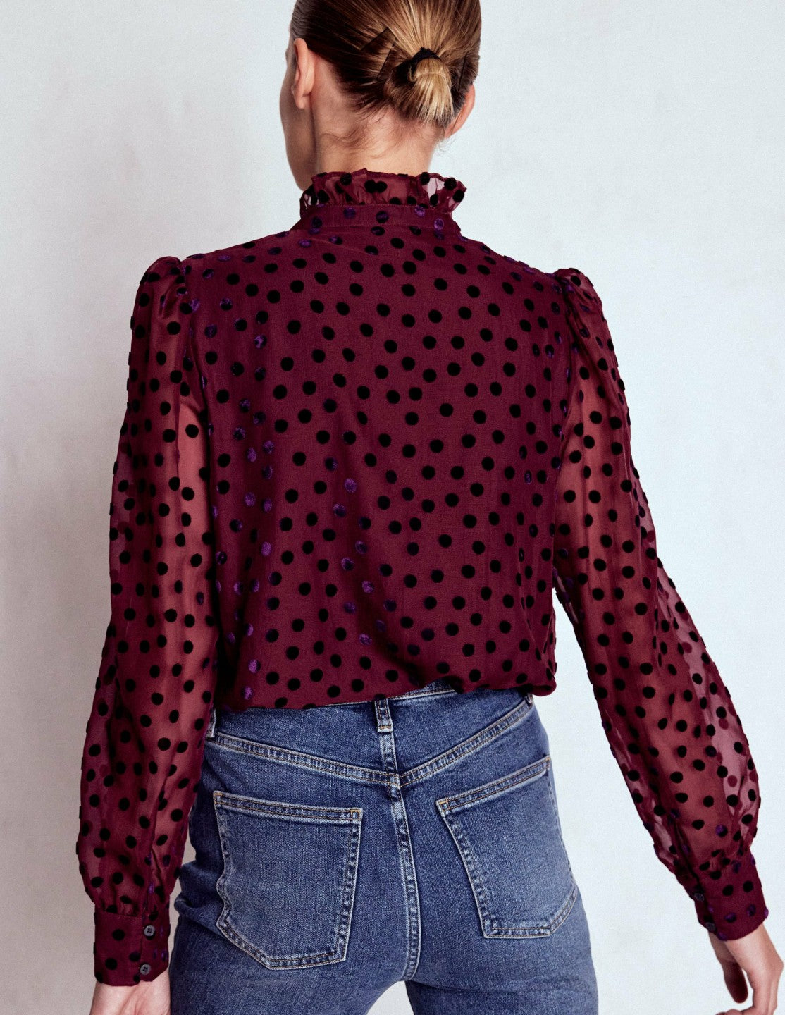Sasha Devore Velvet Top-Deep Wisteria Spot / Boden Sale