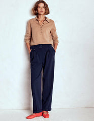 Pleat Front Pants-Navy / Boden Online