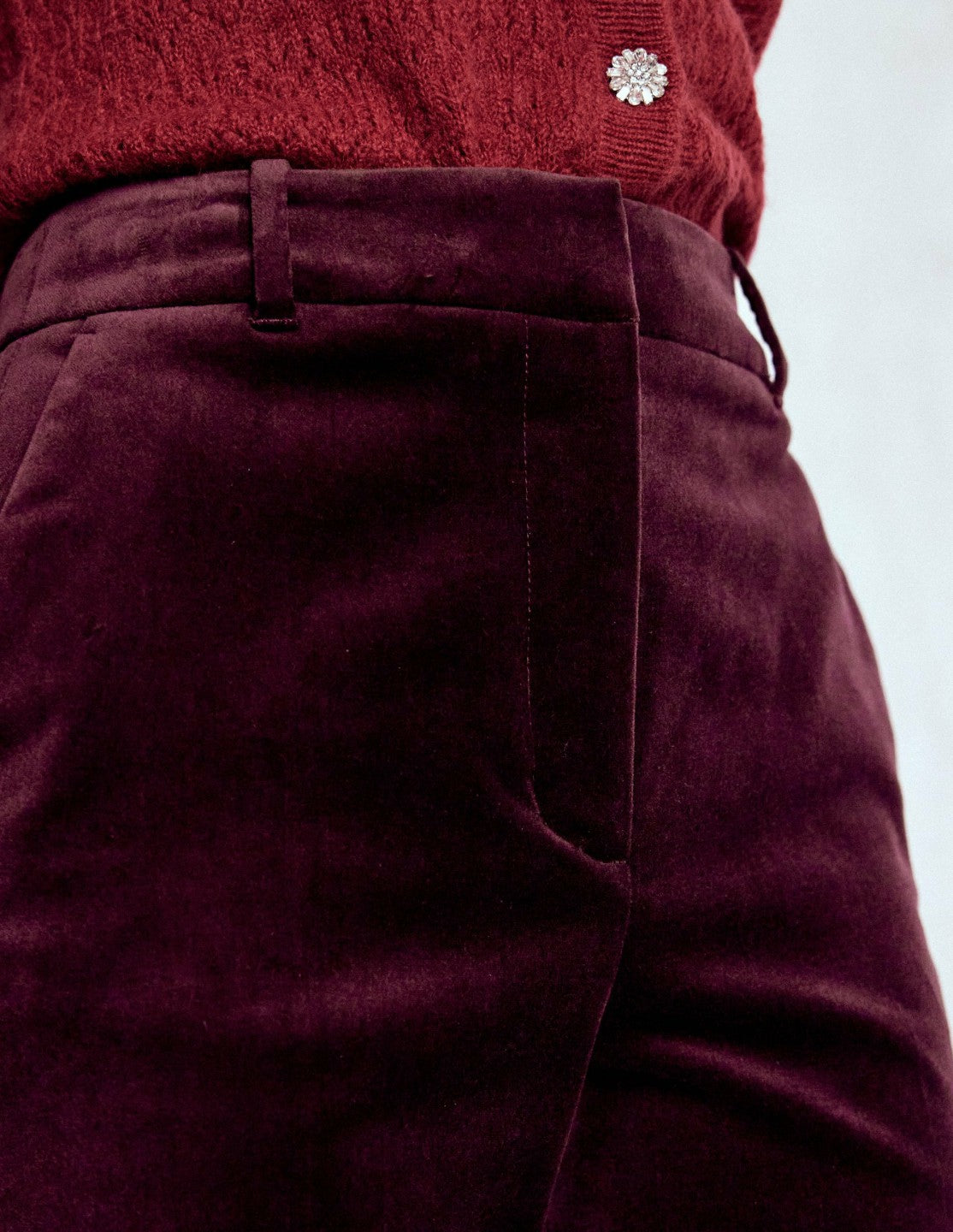 Canonbury Velvet Pants-Dark Cherry / Boden On sale