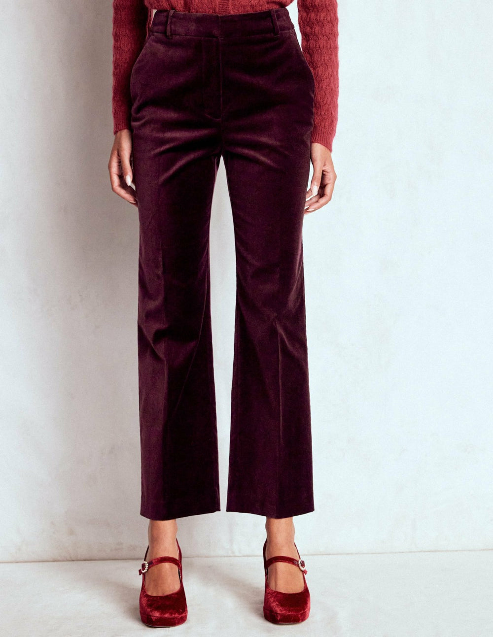 Canonbury Velvet Pants-Dark Cherry / Boden On sale