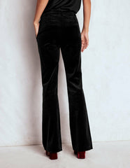 Fitted Velvet Flare Pants-Black / Boden Online