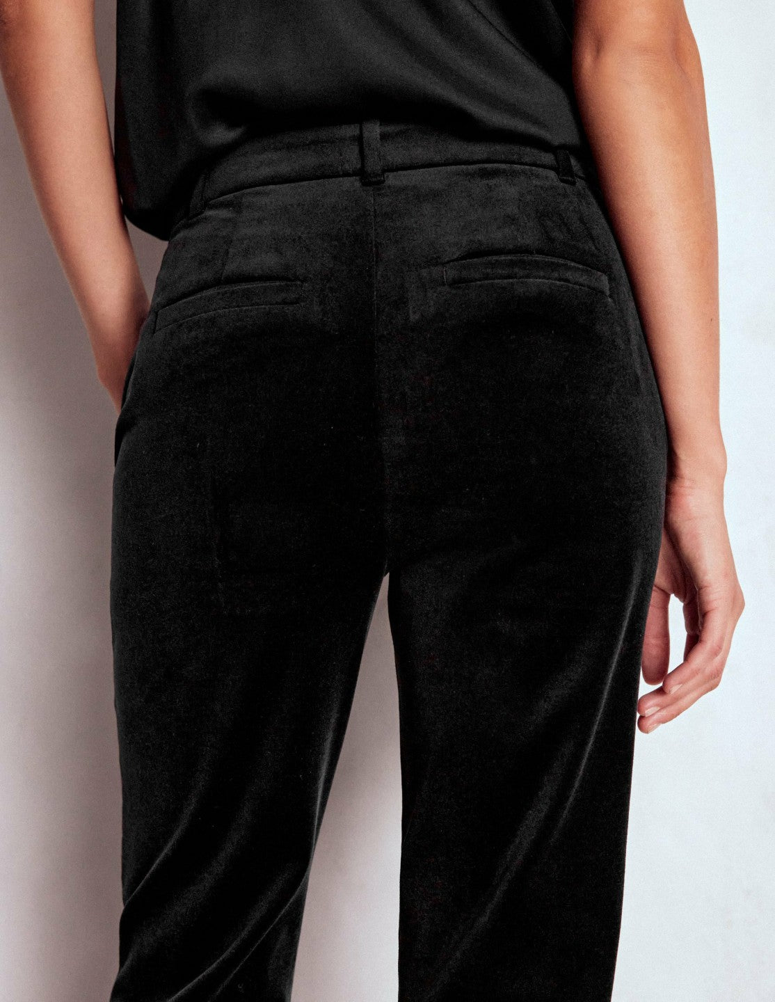 Fitted Velvet Flare Pants-Black / Boden Online