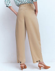 Pleat Barrel Leg Pants-Stone / Boden On sale