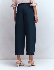 Pleat Barrel Leg Pants-Navy / Boden