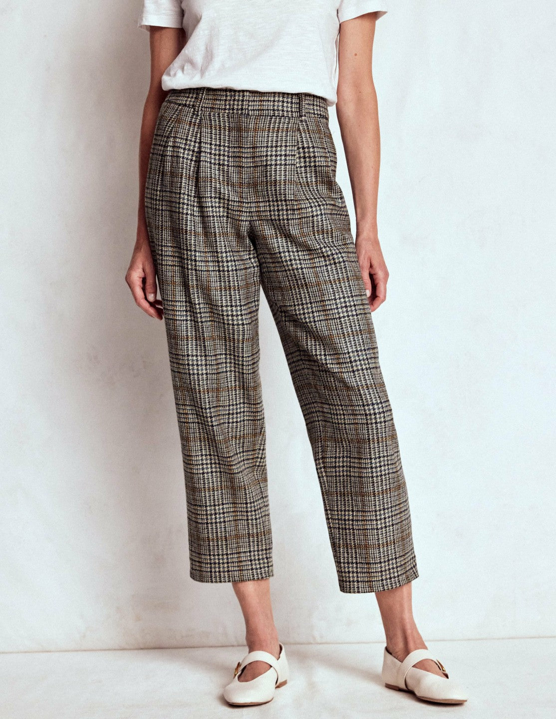 Bloomsbury Wool Pants-Blue and Grey Prince of Wales / Boden Sale