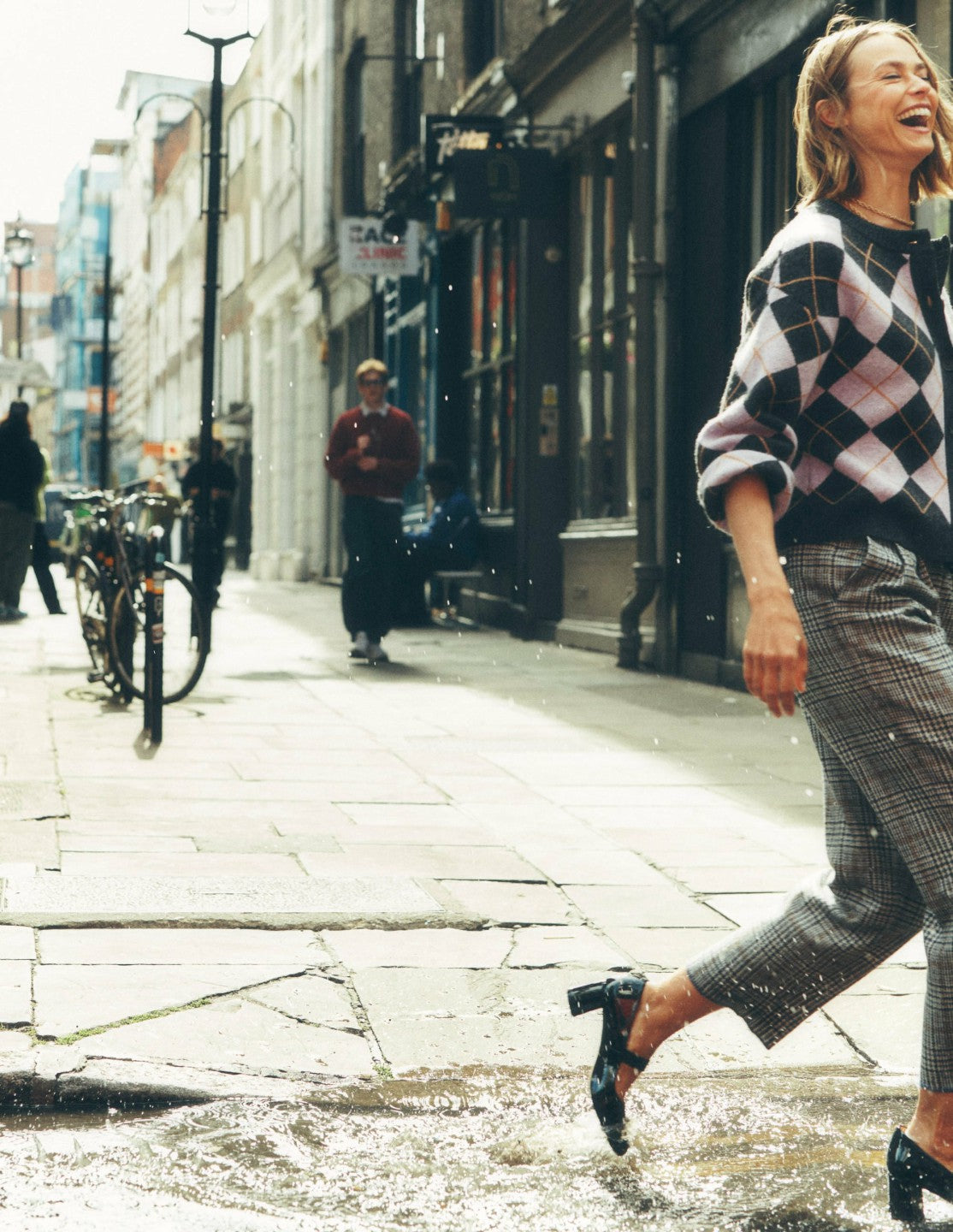 Bloomsbury Wool Pants-Blue and Grey Prince of Wales / Boden Sale