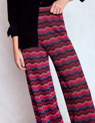 Jacquard Knitted Trousers-Jewel Toned Metallic Wave / Boden Discount