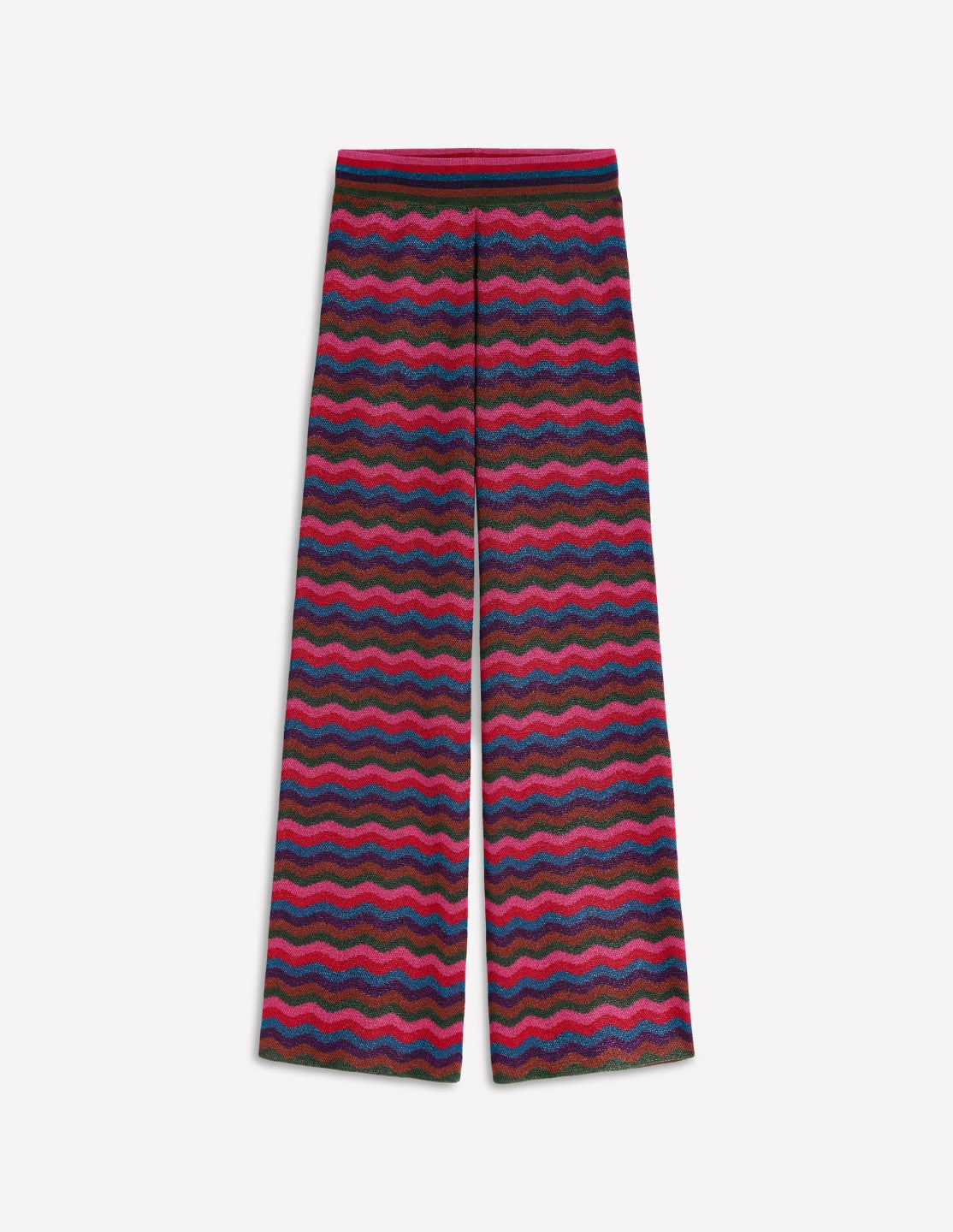 Jacquard Knitted Trousers-Jewel Toned Metallic Wave / Boden Discount