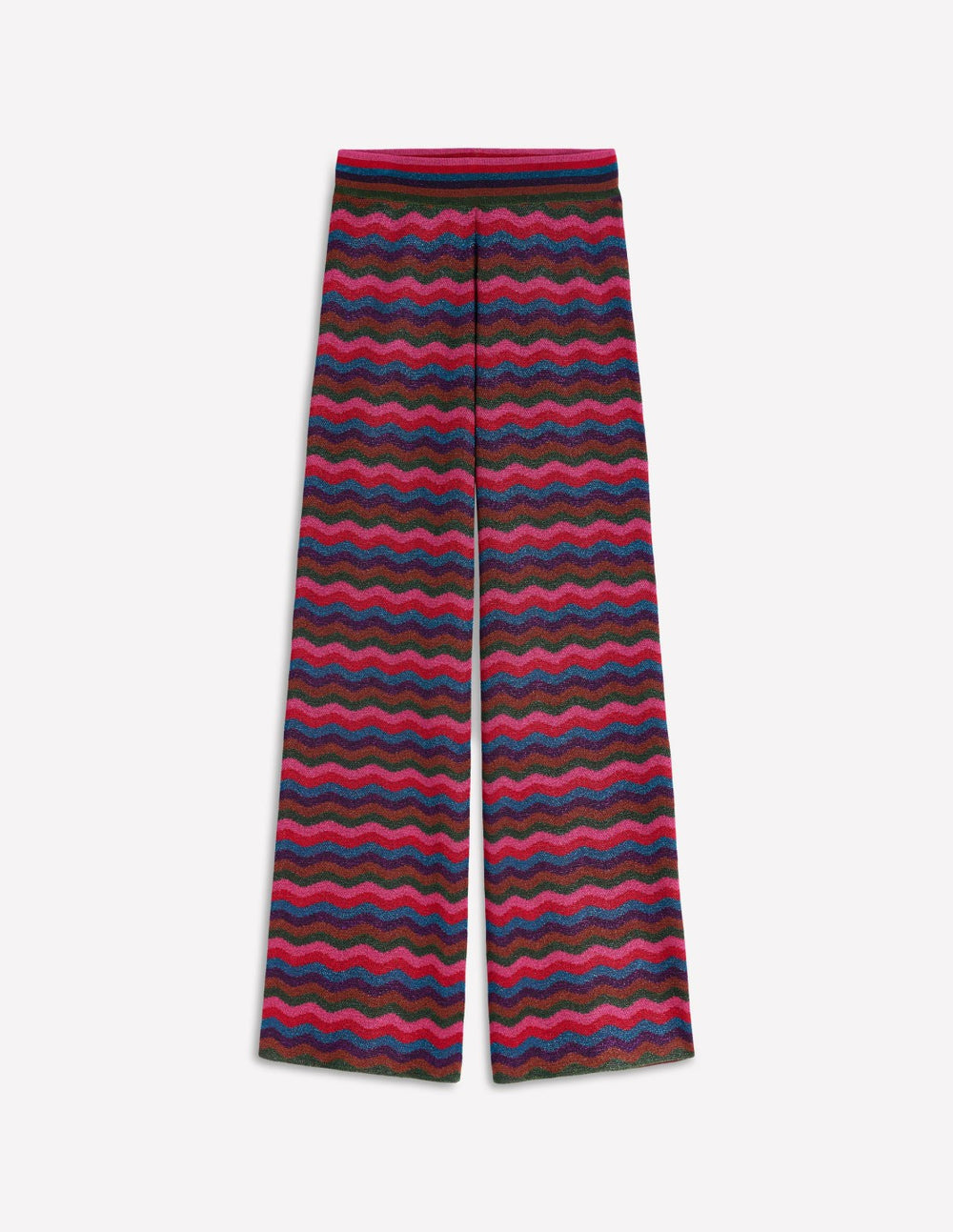 Jacquard Knitted Trousers-Jewel Toned Metallic Wave / Boden Discount