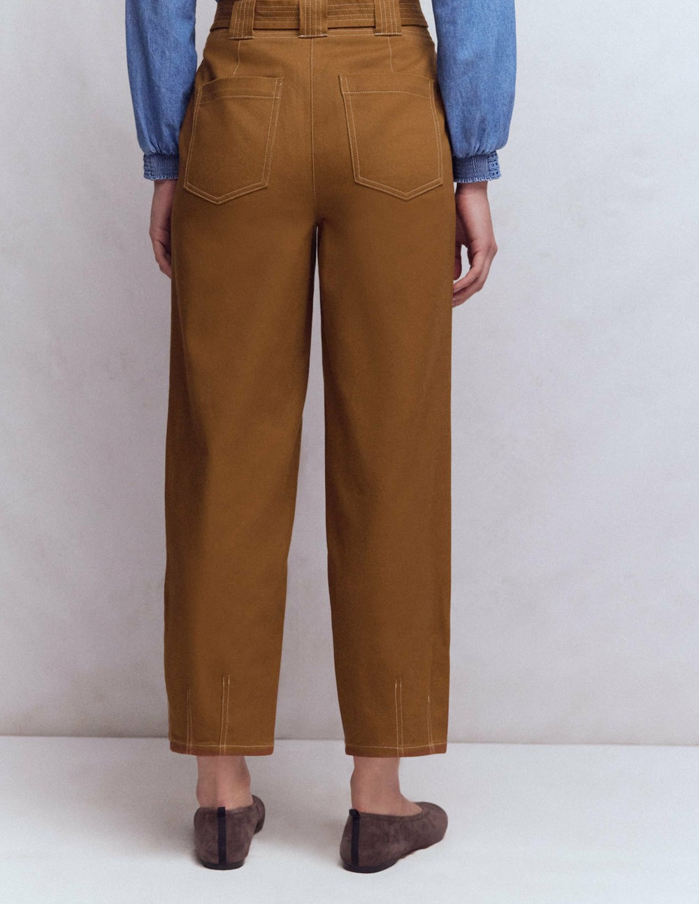 Belted Barrel Leg Pants-GINGERBREAD / Boden On sale