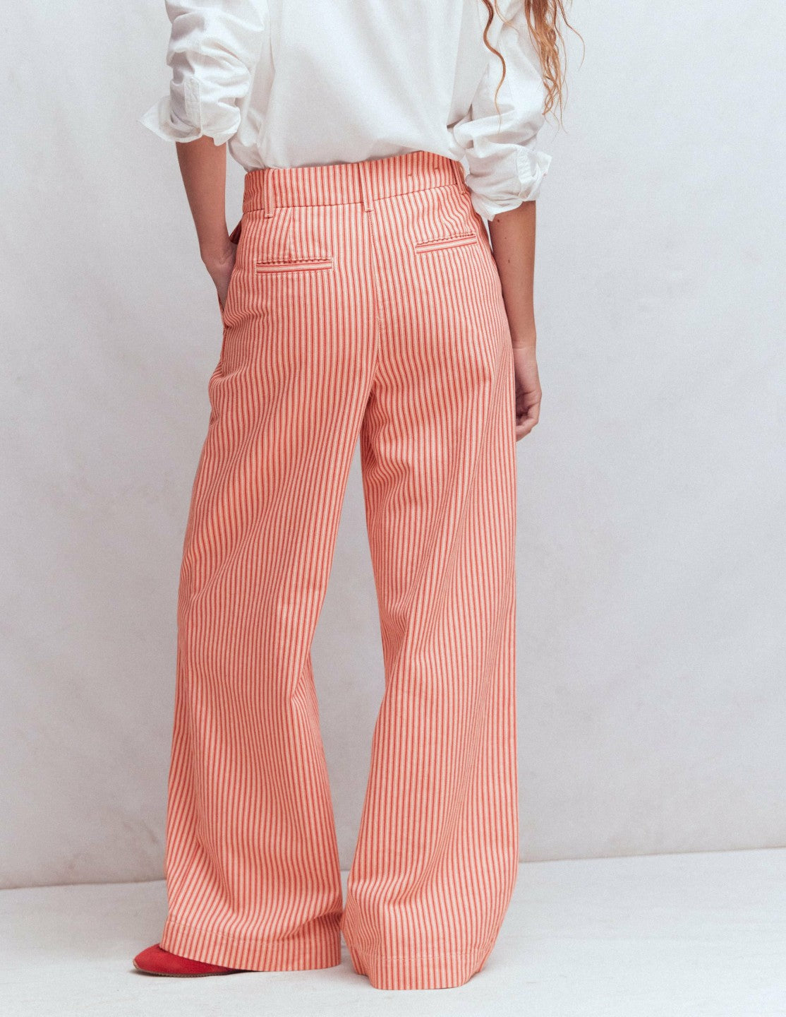 Kensington Wide Leg Pants-Red Ticking Stripe / Boden Sale