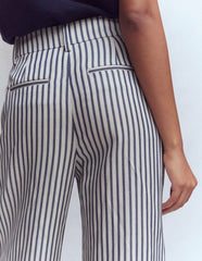 Kensington Wide Leg Pants-Blue and Ivory Stripe / Boden Online