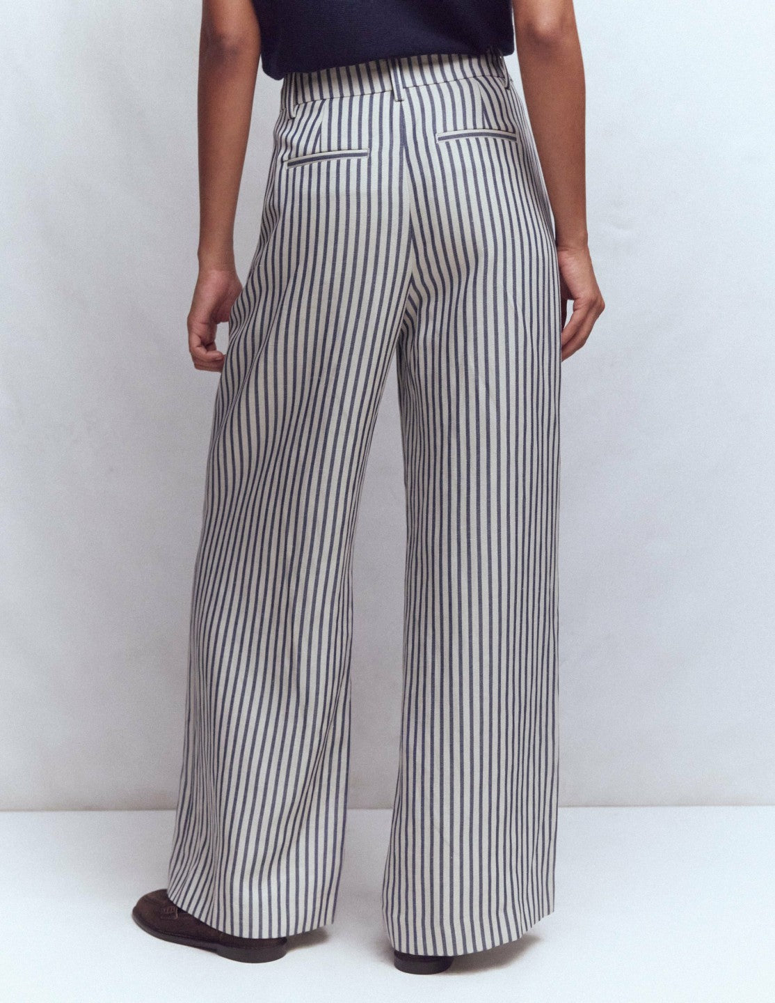 Kensington Wide Leg Pants-Blue and Ivory Stripe / Boden Online