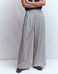 Kensington Wide Leg Pants-Blue and Ivory Stripe / Boden Online