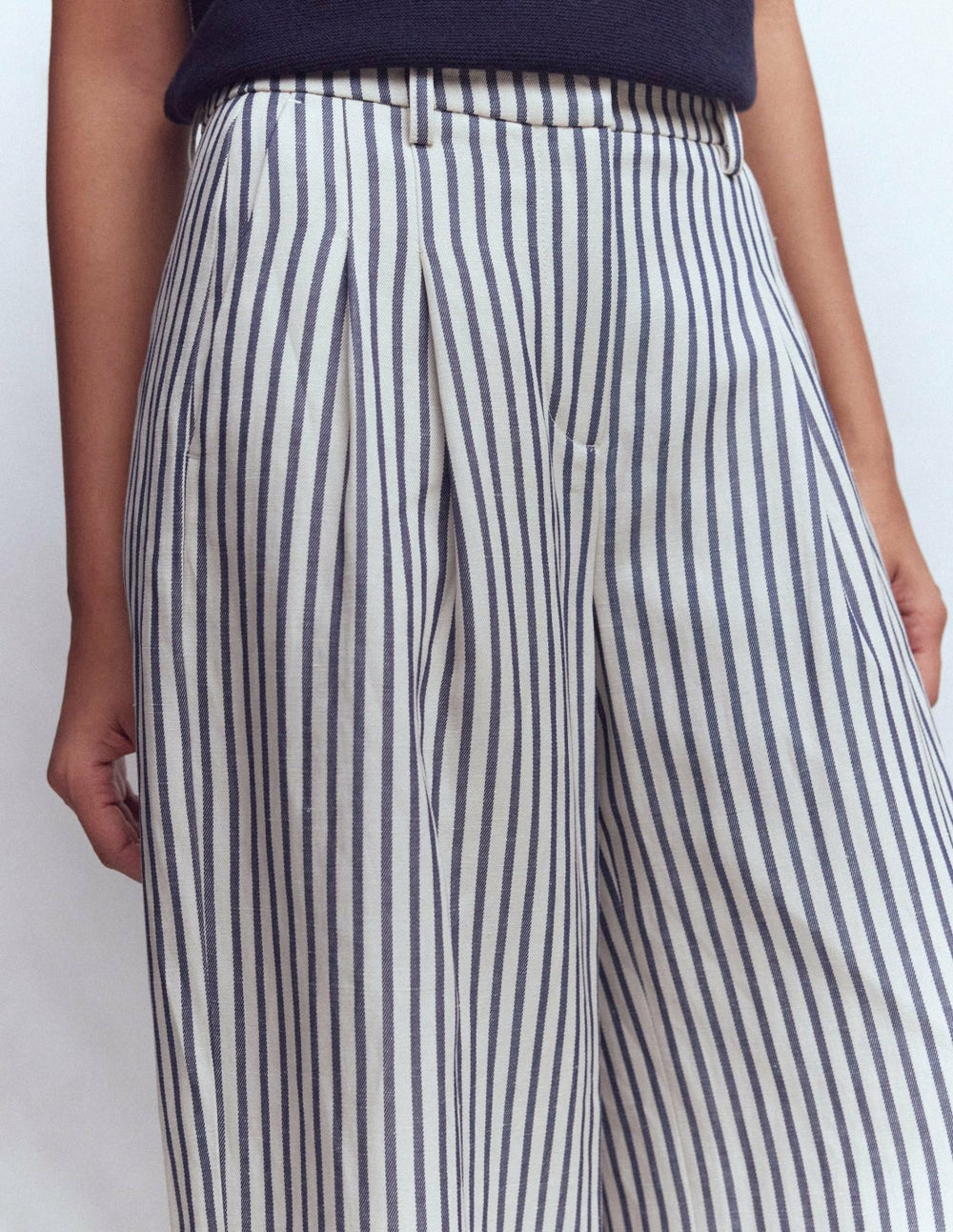 Kensington Wide Leg Pants-Blue and Ivory Stripe / Boden Online