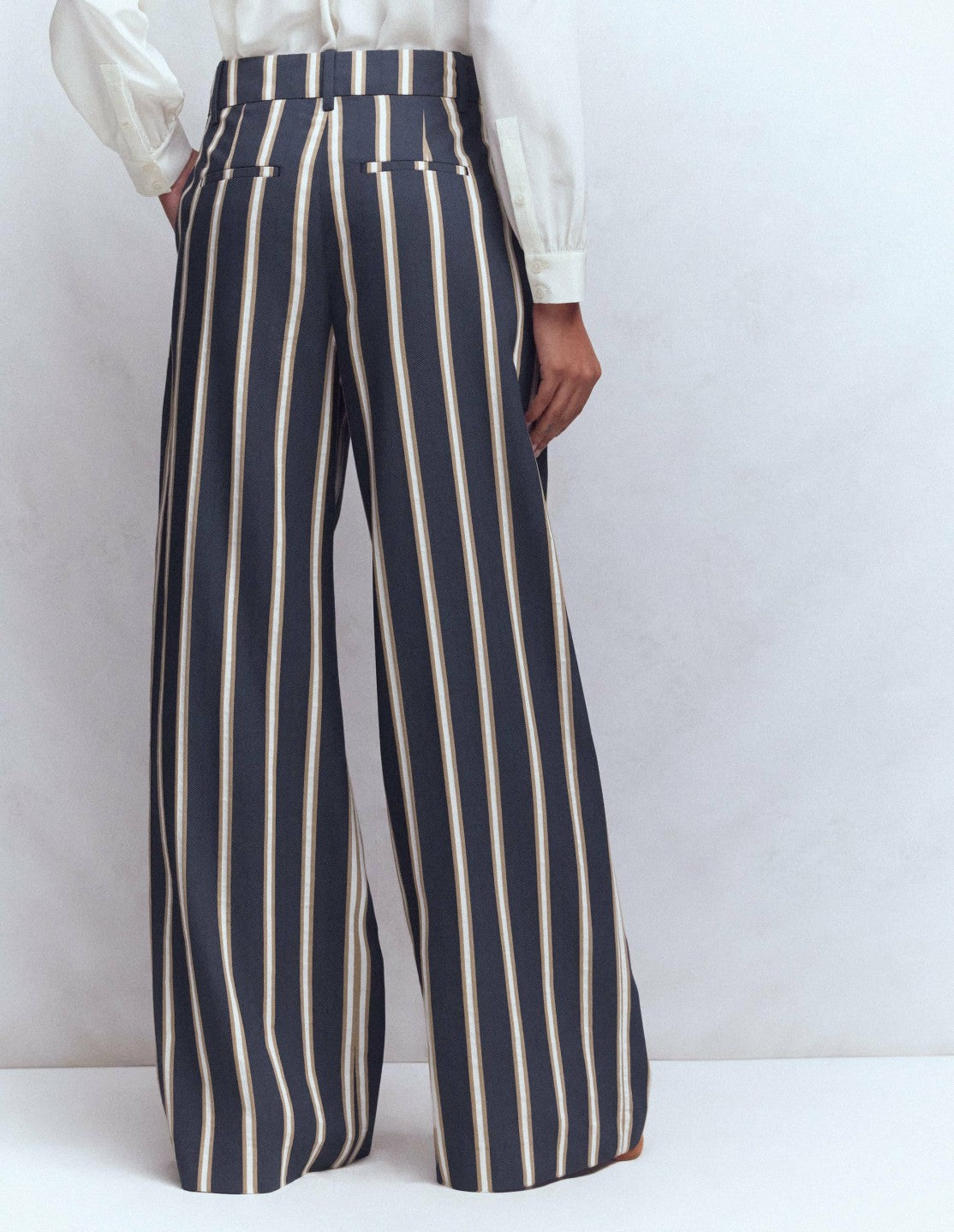Kensington Tailored Pants-Navy Camel Tram Stripe / Boden On sale