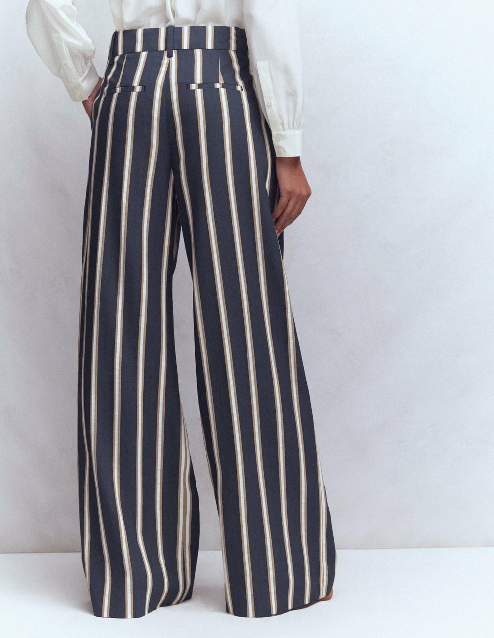 Kensington Tailored Pants-Navy Camel Tram Stripe / Boden On sale