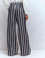 Kensington Tailored Pants-Navy Camel Tram Stripe / Boden On sale