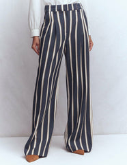 Kensington Tailored Pants-Navy Camel Tram Stripe / Boden On sale