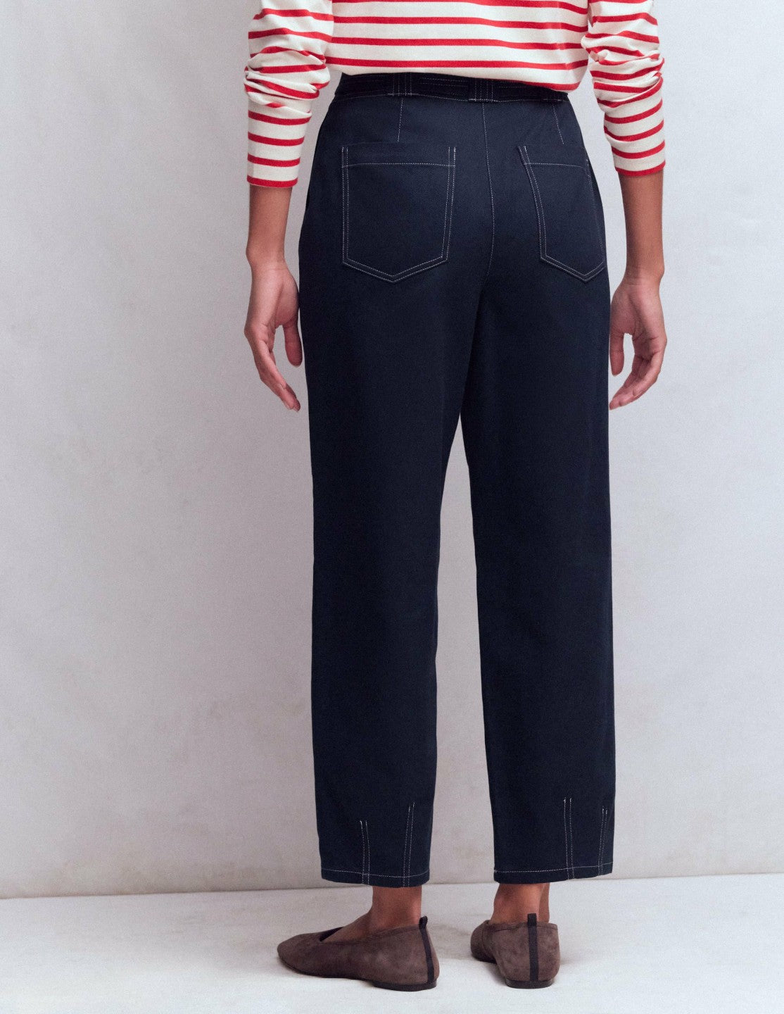 Belted Barrel Leg Pants-Navy / Boden Online