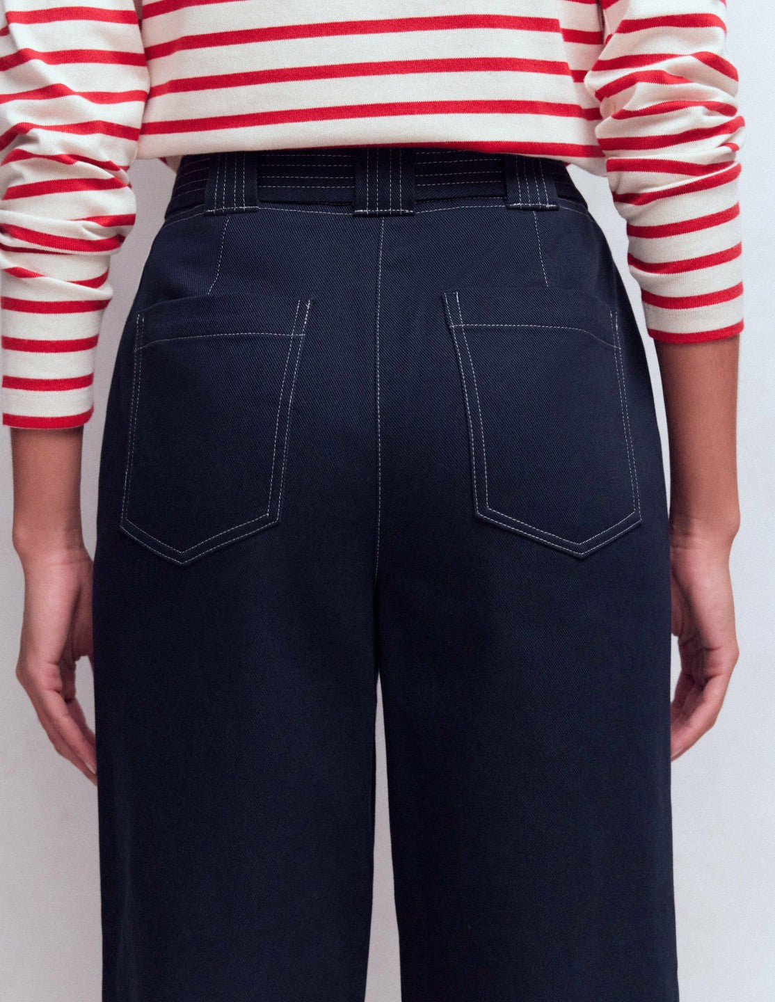 Belted Barrel Leg Pants-Navy / Boden Online