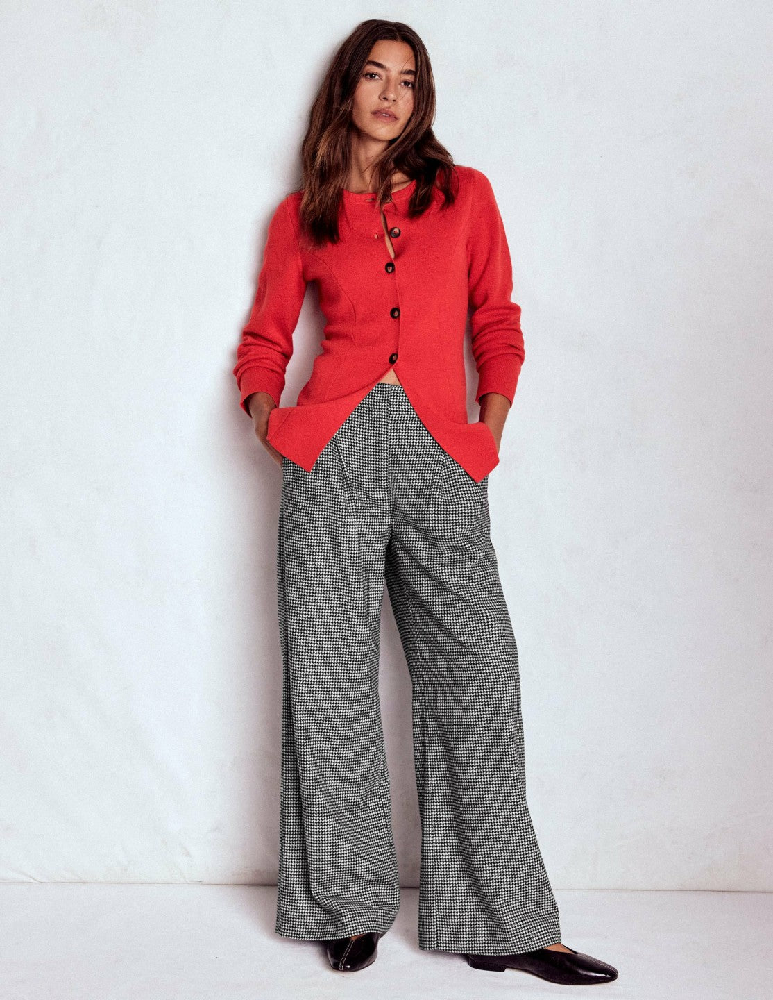 Kensington Tailored Pants-Black and Ivory Puppytooth / Boden Outlet