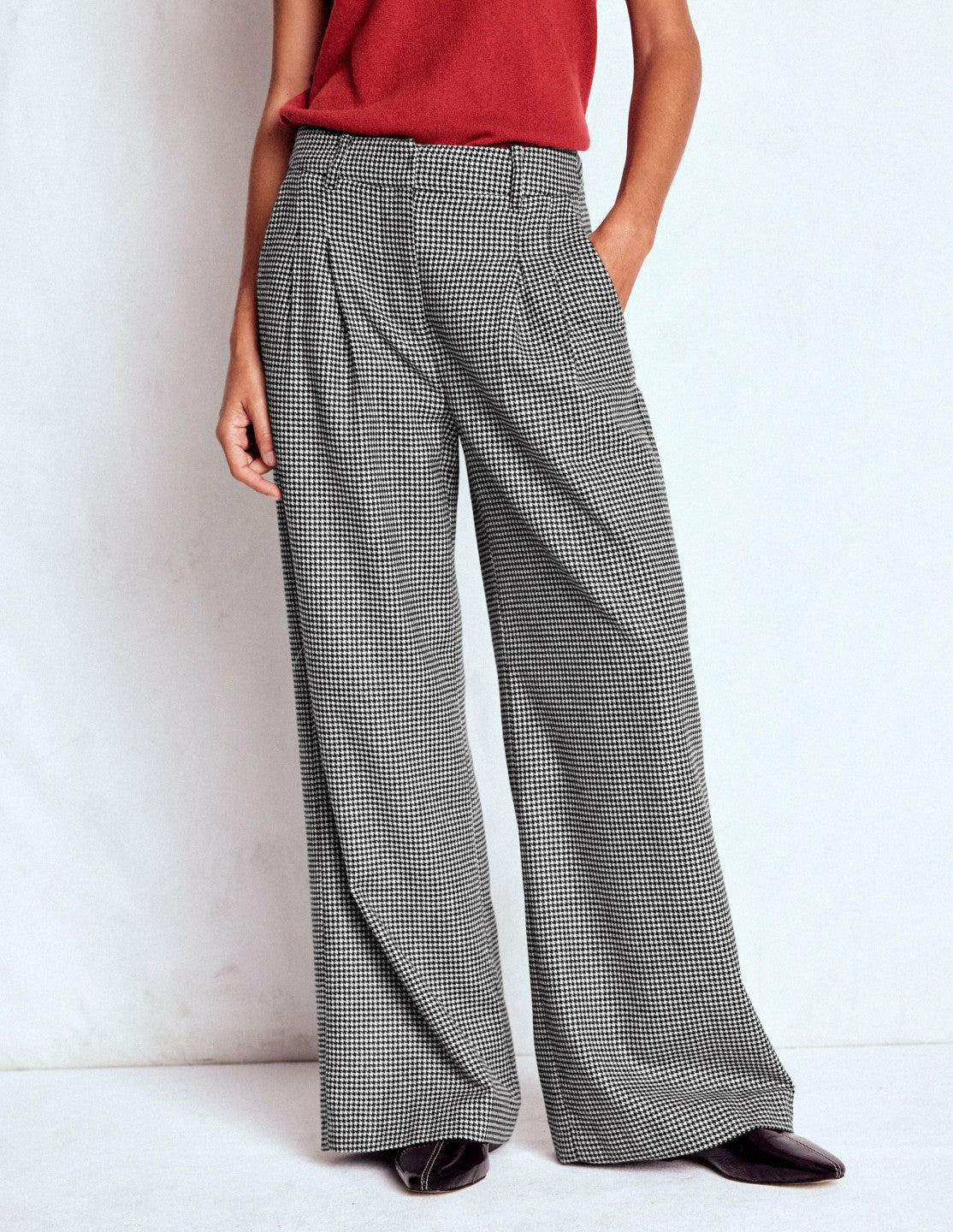 Kensington Tailored Pants-Black and Ivory Puppytooth / Boden Outlet