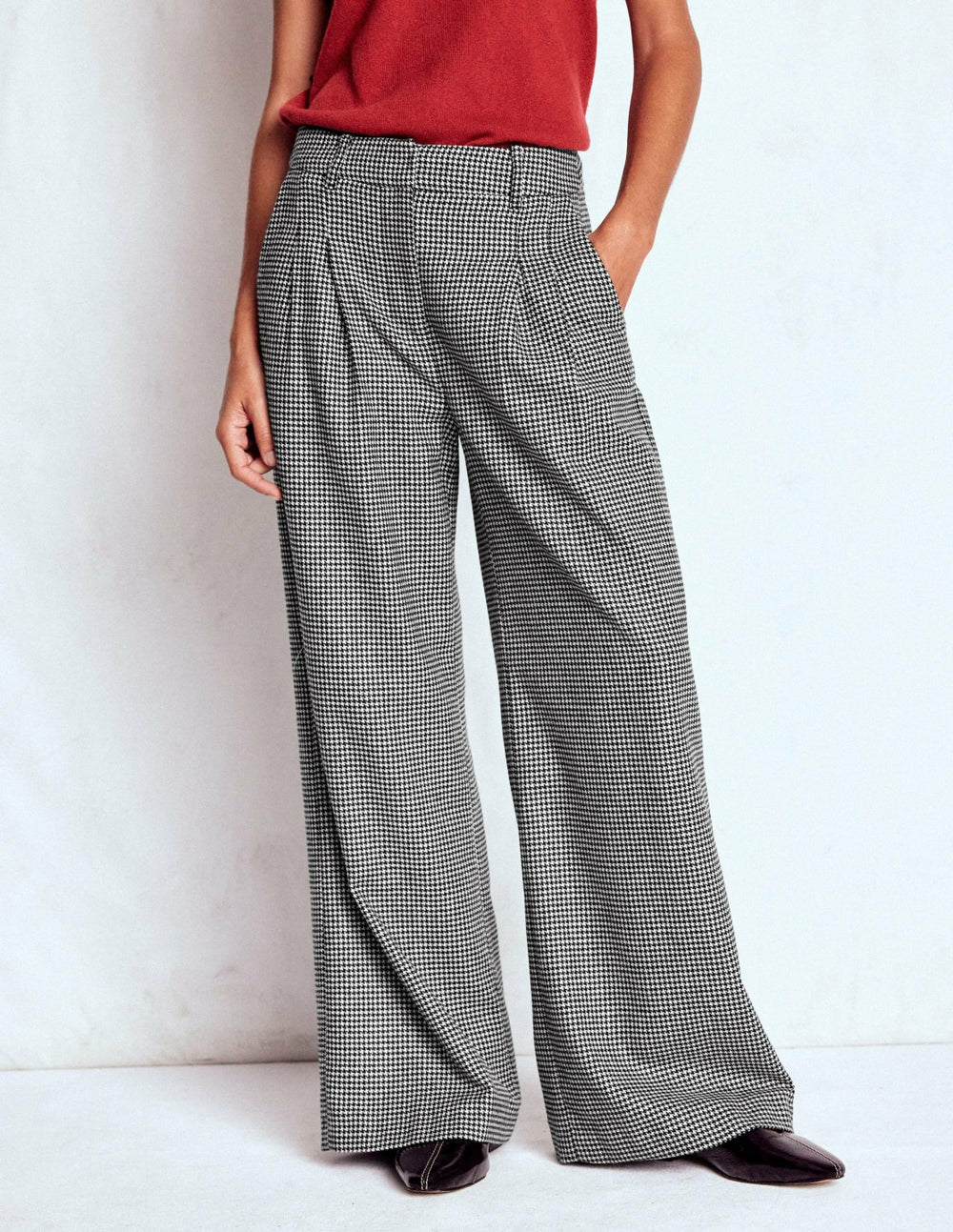 Kensington Tailored Pants-Black and Ivory Puppytooth / Boden Outlet