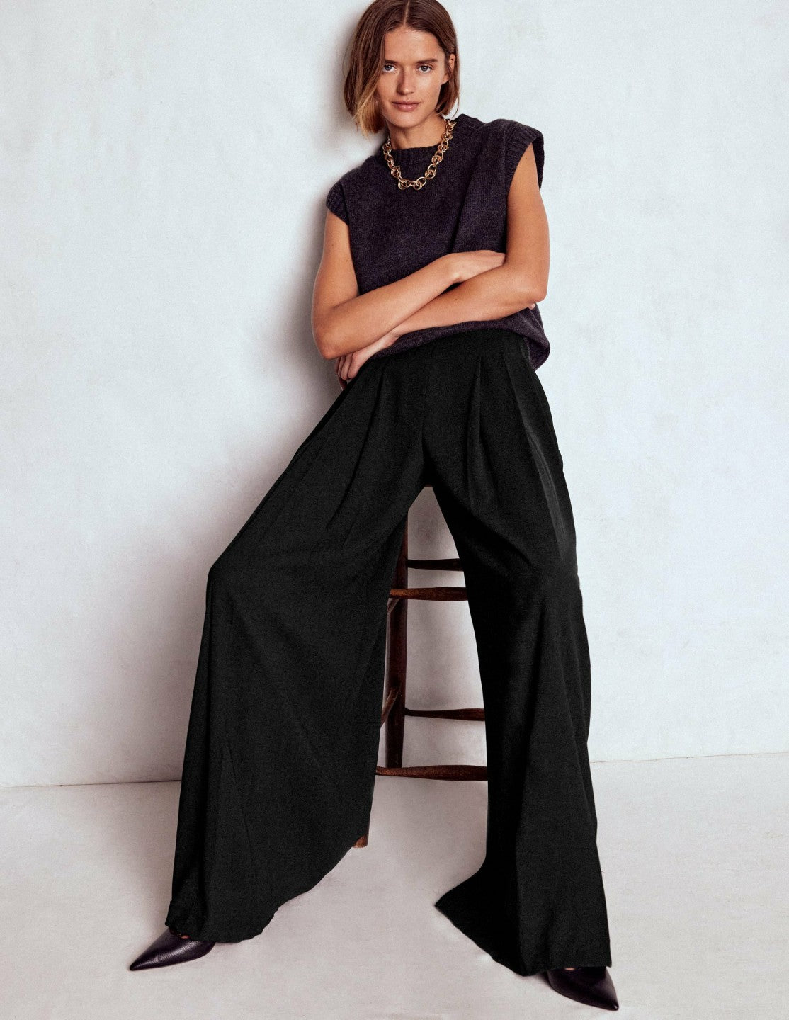 Regent Wide Leg Pants-Black / Boden Sale