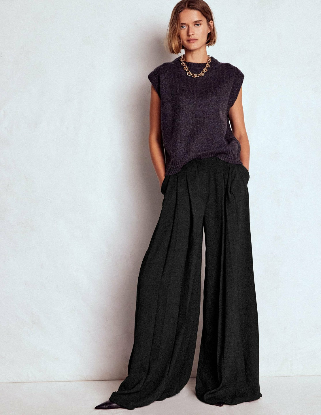 Regent Wide Leg Pants-Black / Boden Sale