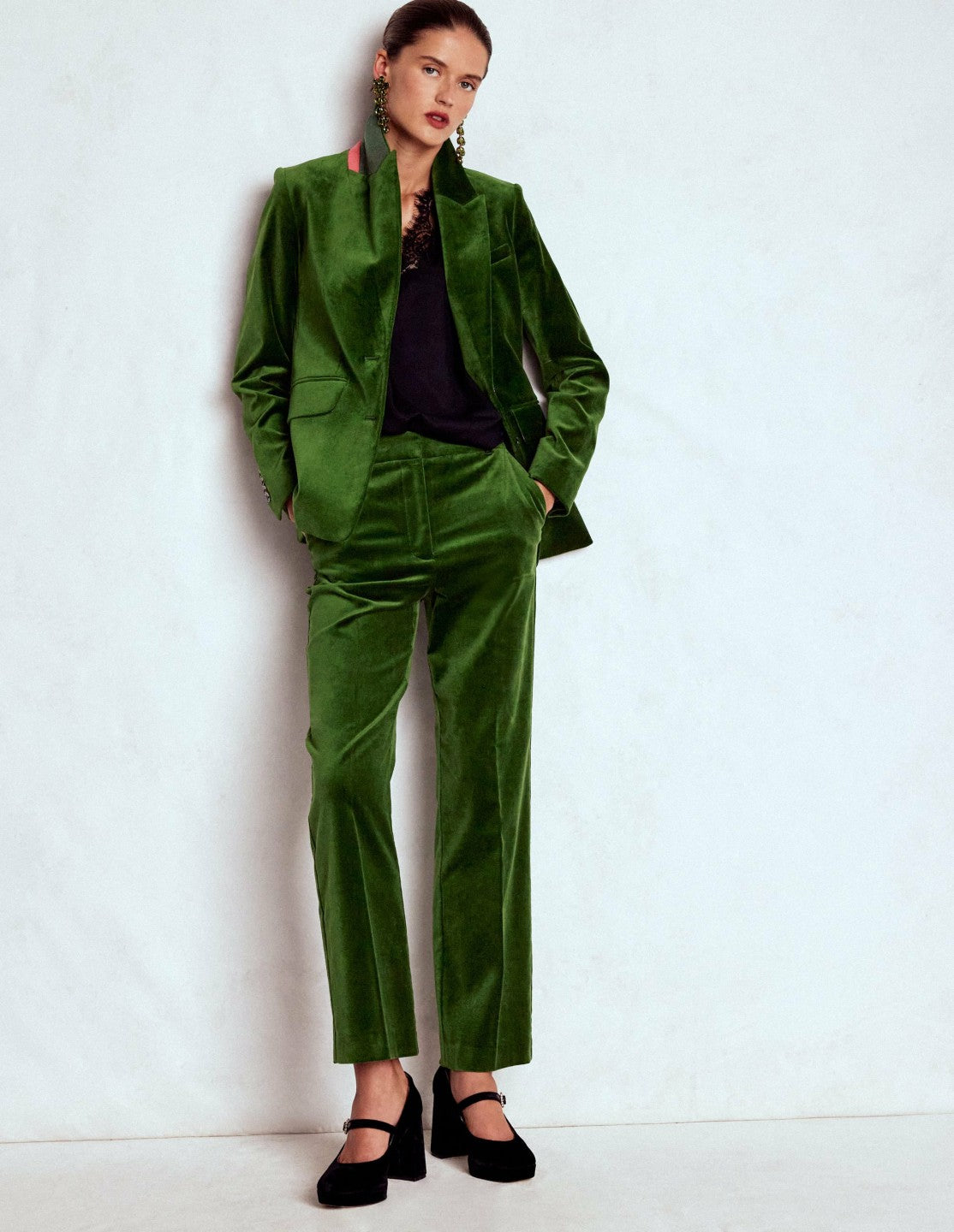 Canonbury Velvet Pants-Green Fir / Boden Online