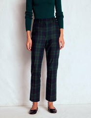 Canonbury Wool Pants-Navy and Green Tonal Check / Boden Discount