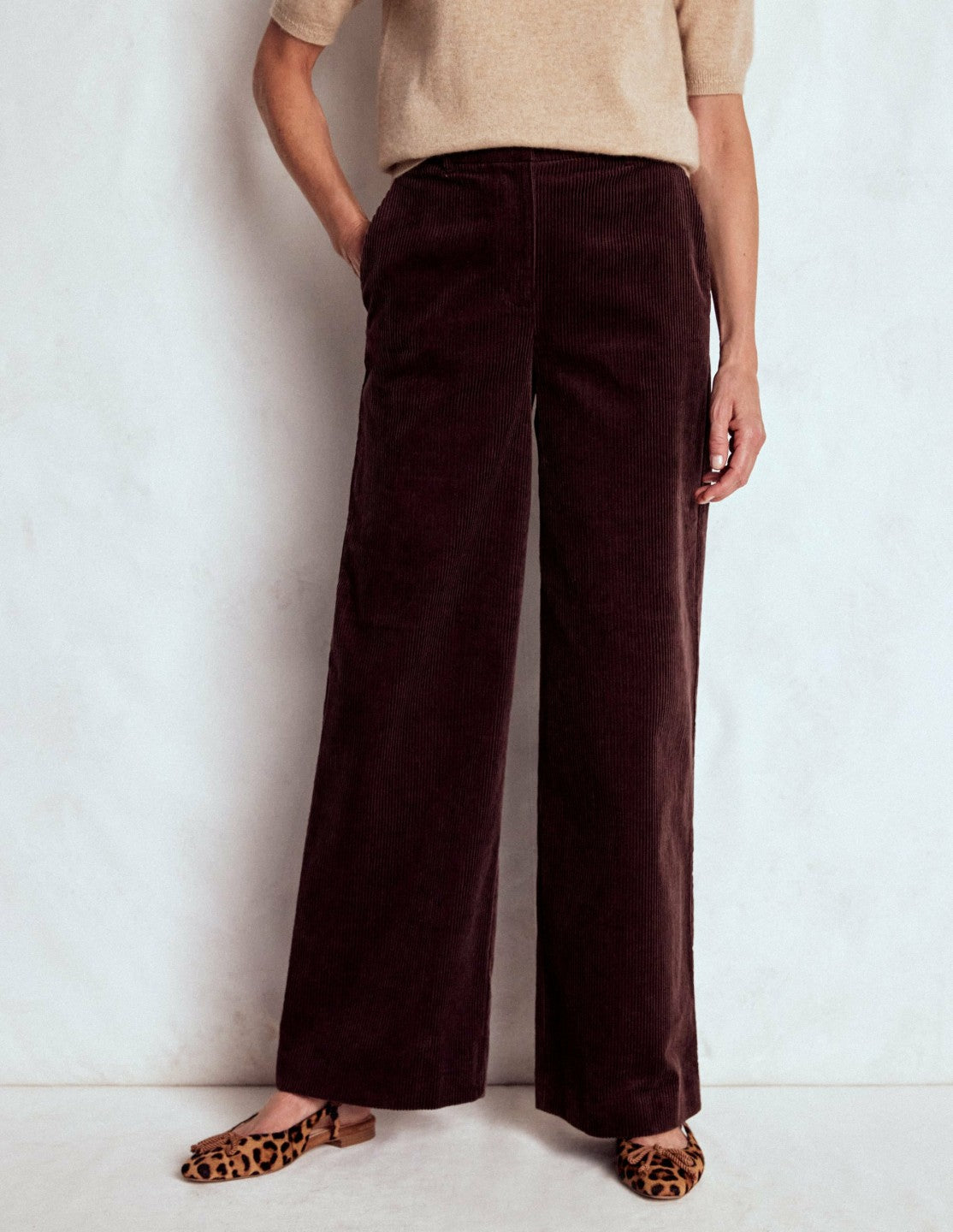 Belgravia Chunky Cord Pants-Deep Aubergine / Boden Online