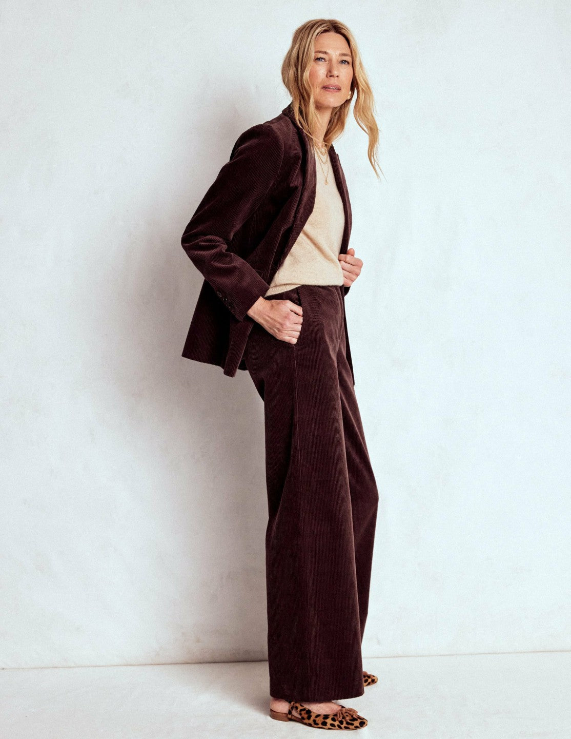 Belgravia Chunky Cord Pants-Deep Aubergine / Boden Online