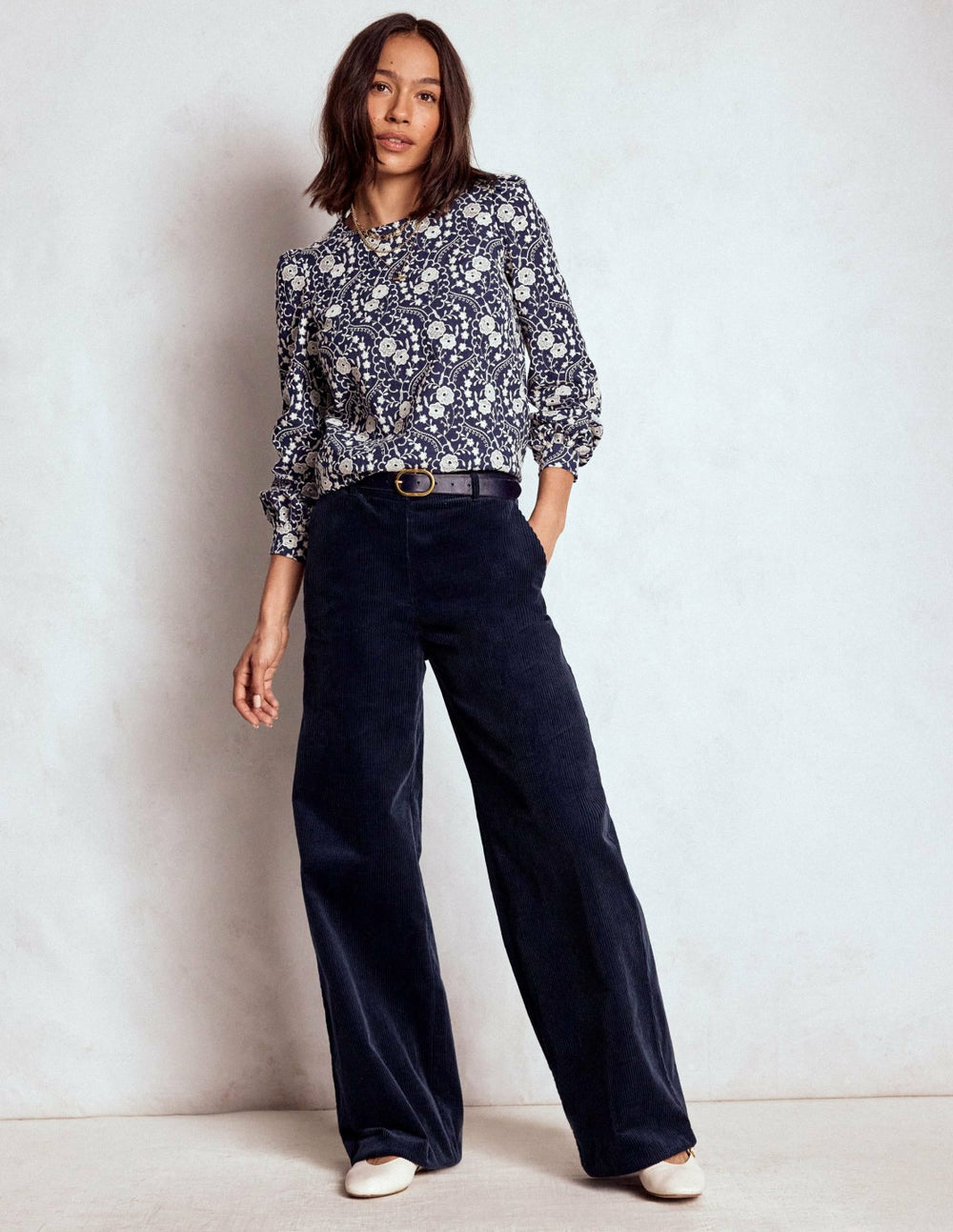 Belgravia Chunky Cord Pants-Navy / Boden Discount