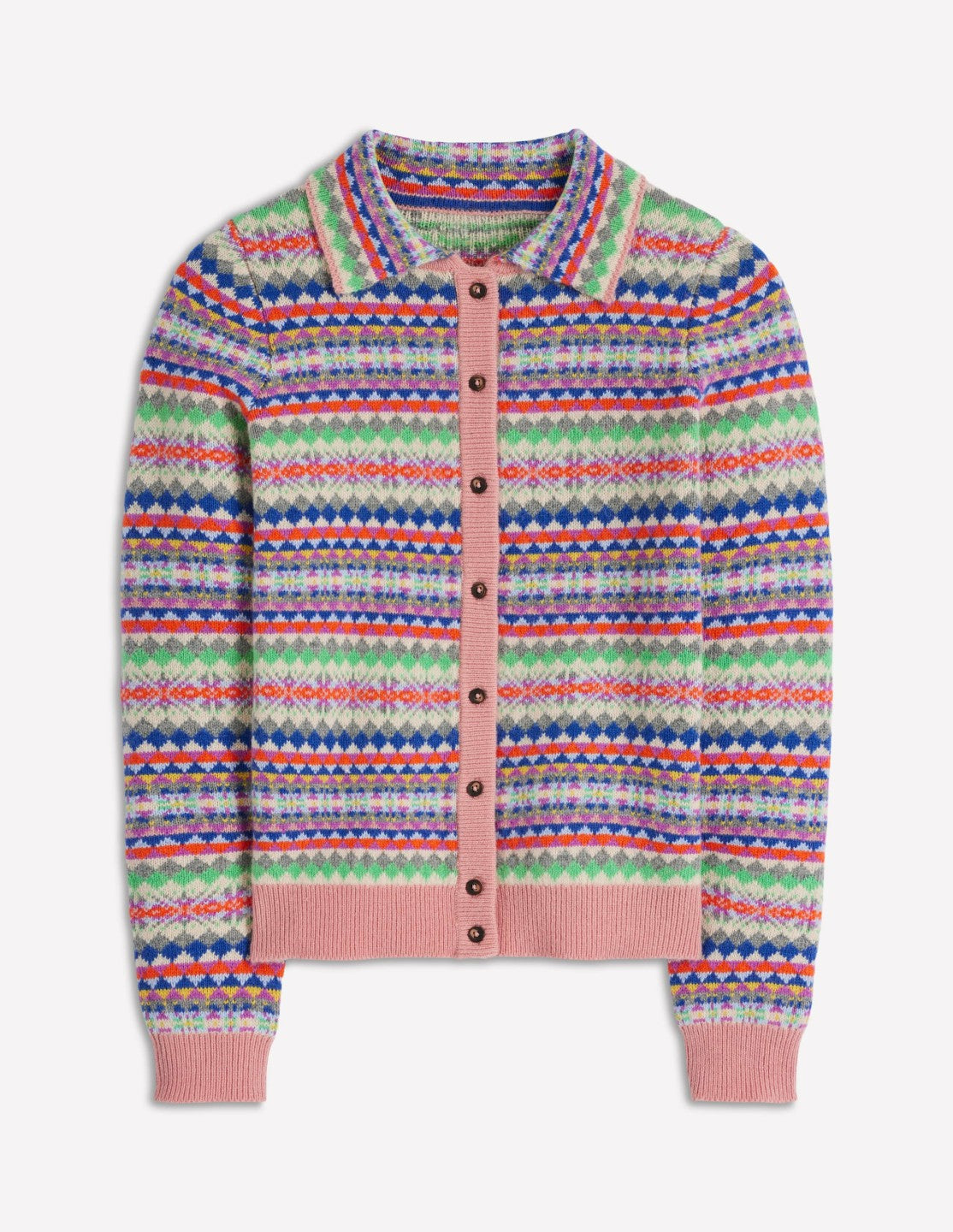 Edie Fair Isle Knitted Shirt-Pink Heritage Fair Isle / Boden Sale