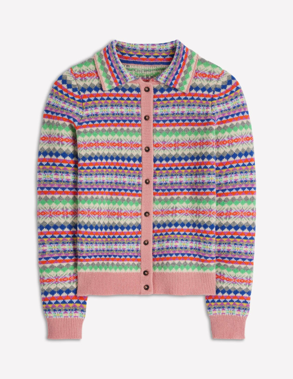 Edie Fair Isle Knitted Shirt-Pink Heritage Fair Isle / Boden Sale