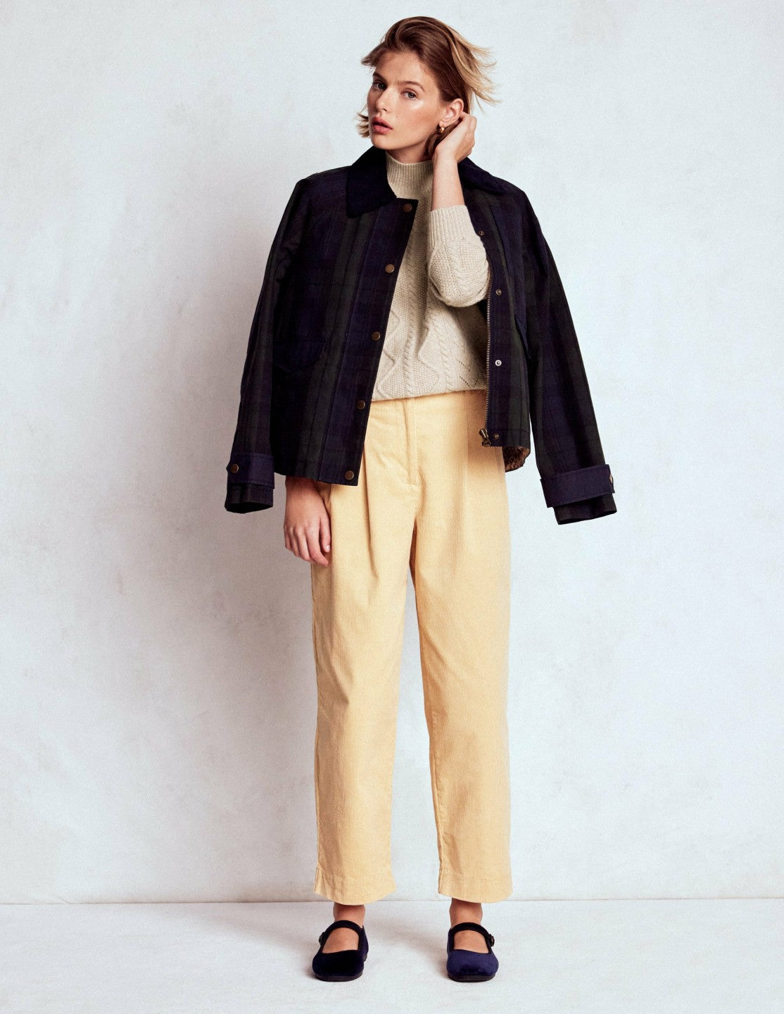Marion Merino Rib Neck Sweater-Barley Cable / Boden Online