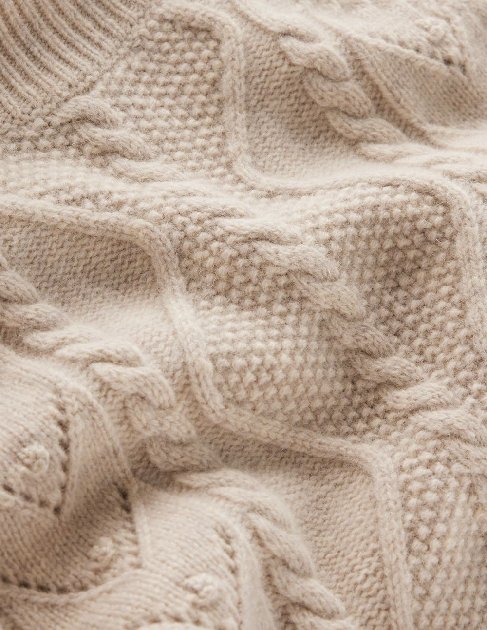 Marion Merino Rib Neck Sweater-Barley Cable / Boden Online