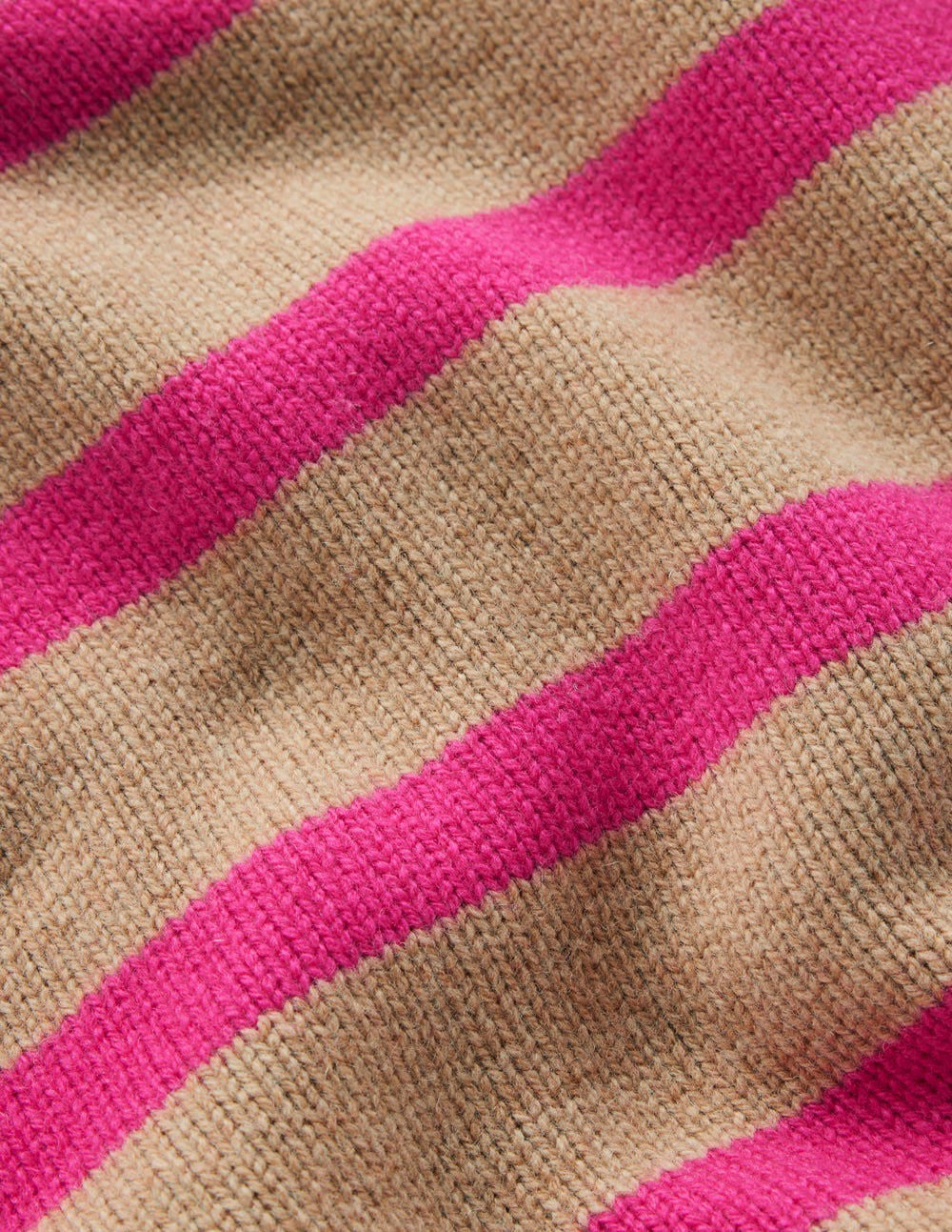 Marion Merino Rib Neck Sweater-Camel, Brilliant Pink Stripe / Boden Outlet