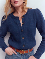 Davina Puff Sleeve Cardigan-Blue, Nep / Boden On sale