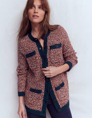 Textured Marl Cardigan-Navy/ Red Marl / Boden us