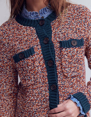 Textured Marl Cardigan-Navy/ Red Marl / Boden us