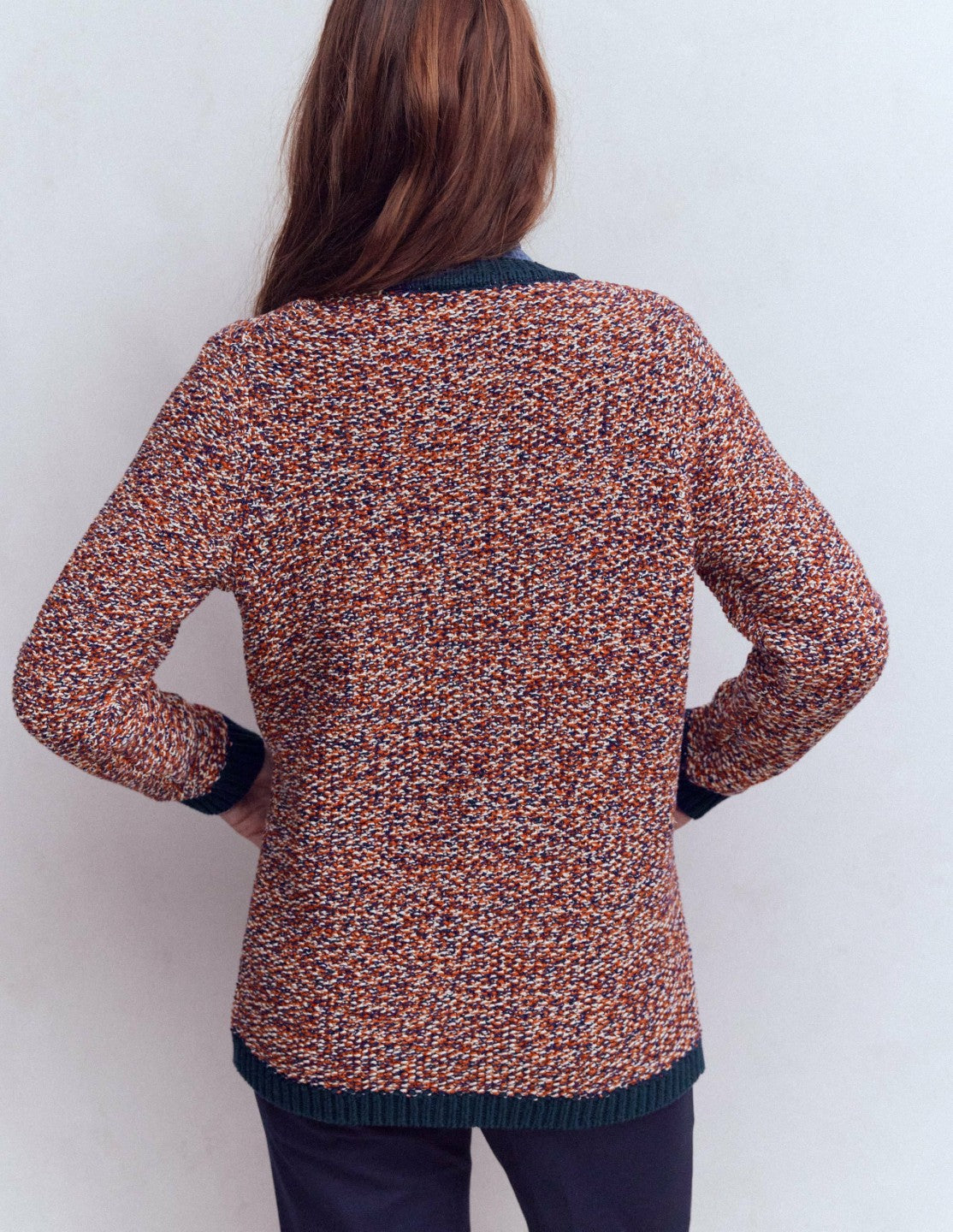 Textured Marl Cardigan-Navy/ Red Marl / Boden us