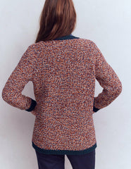 Textured Marl Cardigan-Navy/ Red Marl / Boden us