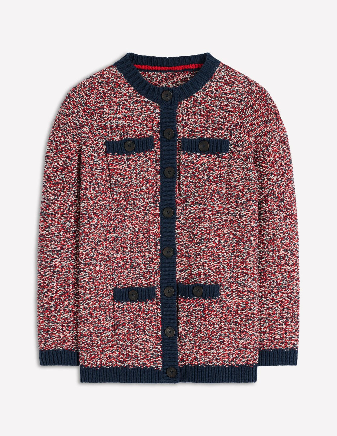 Textured Marl Cardigan-Navy/ Red Marl / Boden us