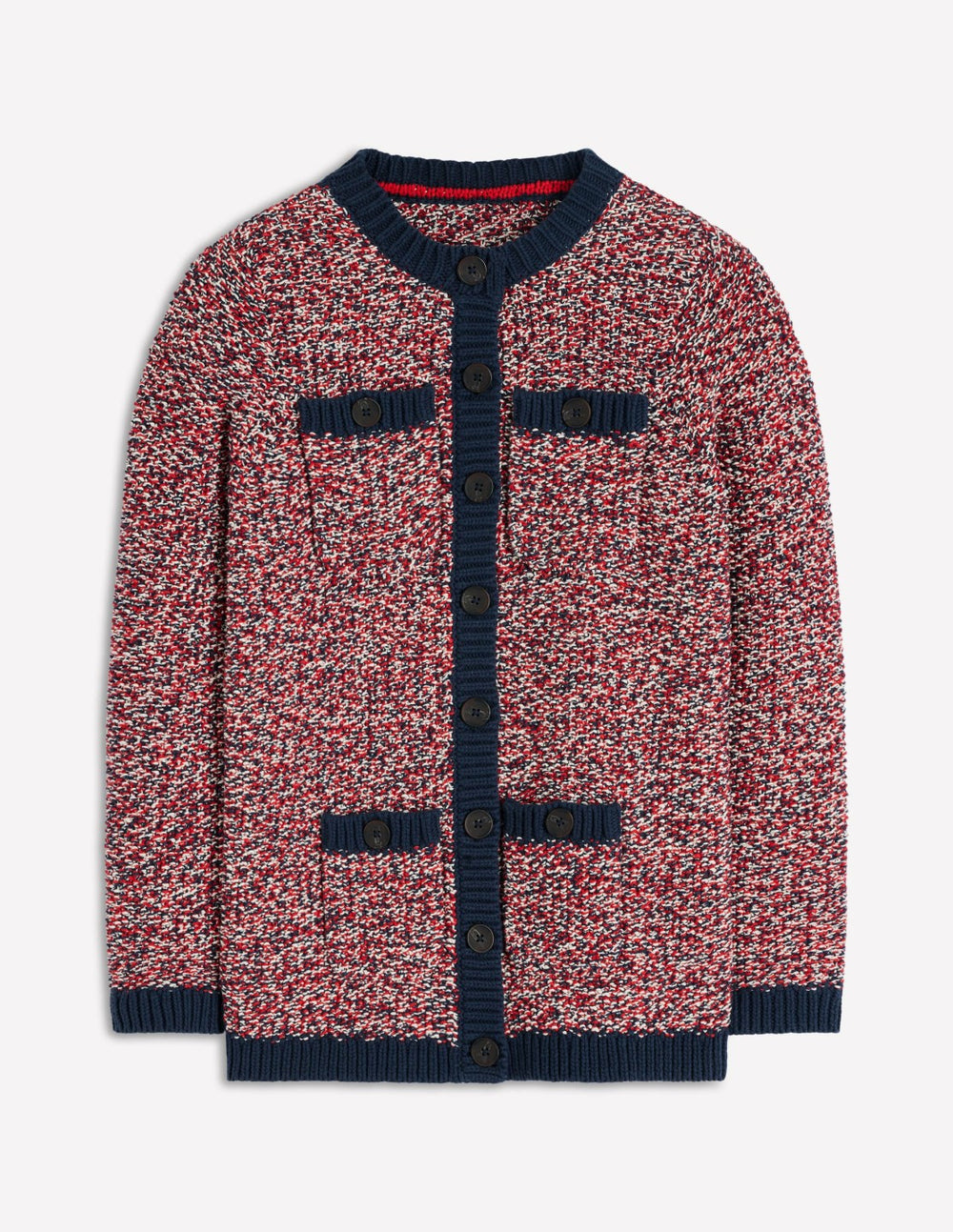 Textured Marl Cardigan-Navy/ Red Marl / Boden us
