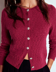 Jewel Button Cardigan-Ruby Red / Boden